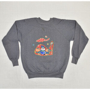 VTG Pannill Women Pullover Sweatshirt Cotton Gray Size L Merry Chritmas Hole